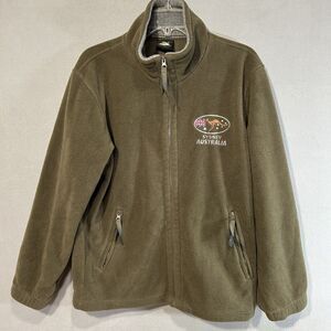 Australia Fleece Full Zip Jacket Mens Large Sydney Kangaroo UK Logo Green Hippie